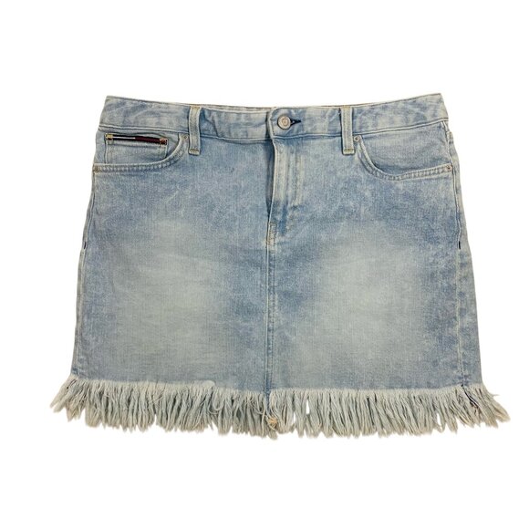 Tommy Hilfiger mini Fringe Skirt for Women light denim sz 8 - Picture 1 of 15